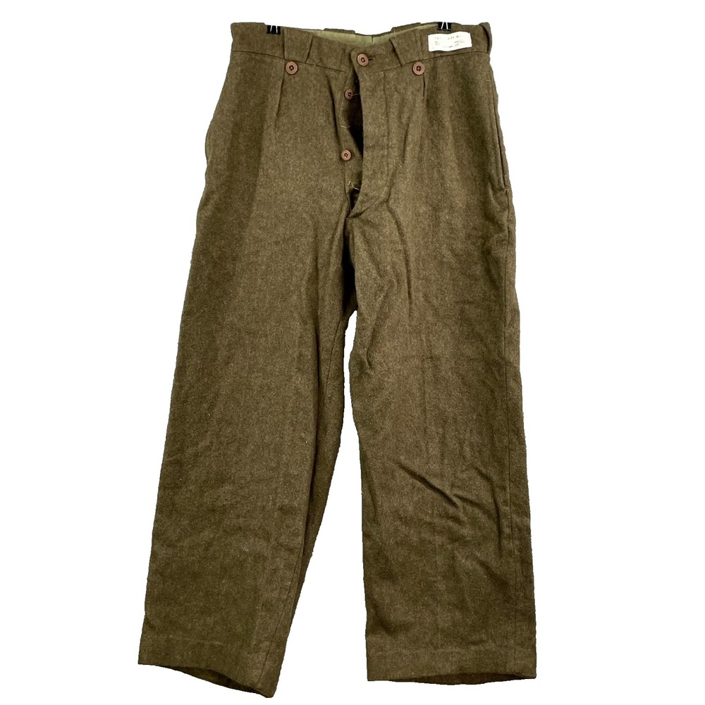 Vintage Belgian Army Pants Men's 30x26* Wool Military Surplus Field Trousers